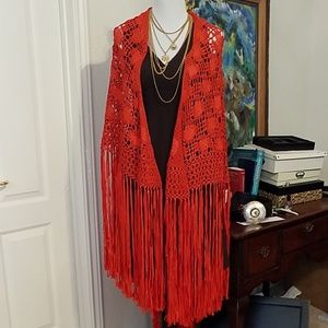 NEIMAN MARCUS. Orange Shawl/Capote. Classy.